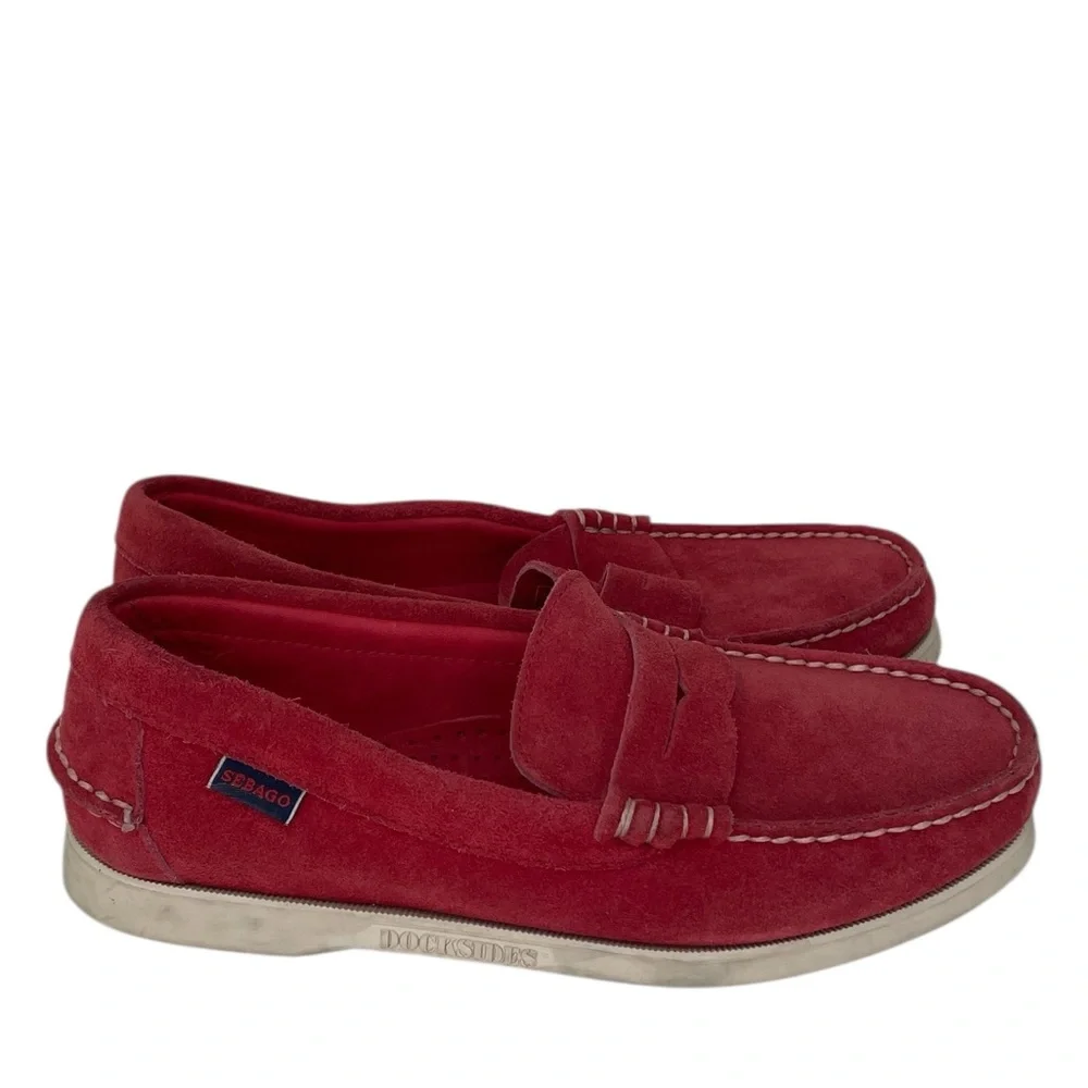 Sebago Shoes Women’s Red Suede Loafers Flats Slip On Size 10 - Picture 5 of 10